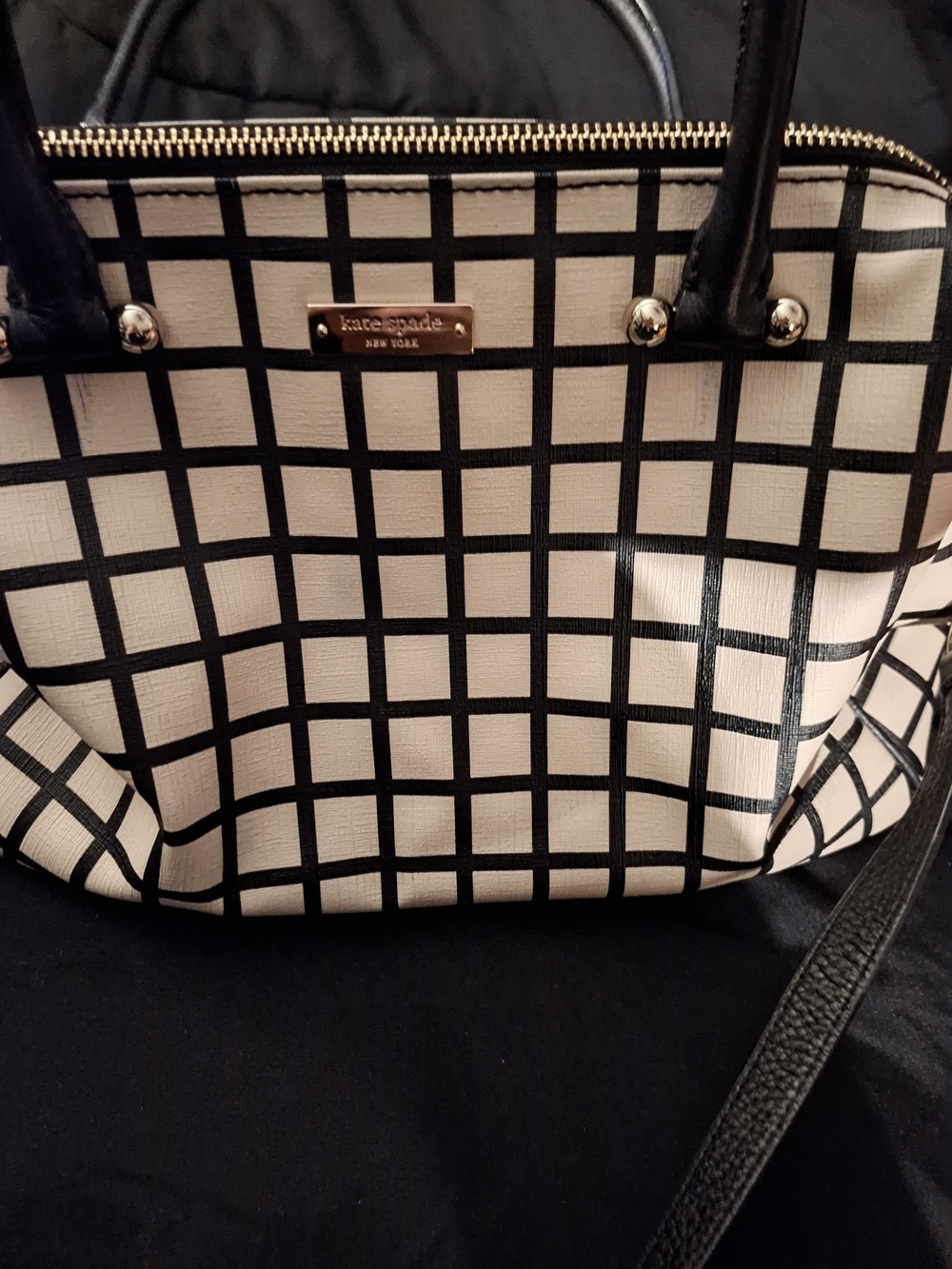 kate spade New York Black & White Grid Satchel